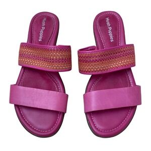 Hush Puppies Pink Woven Detail Slide Sandals Women's Size 7.5M Comfort Casual